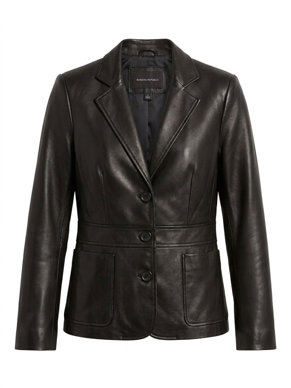 Banana Republic Women's Black Leather Tailored Blazer